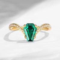 Anillo de compromiso de oro Vintage con corte de ataúd, anillo de murciélago de Plata de Ley 925, anillo de ataúd de ágata de musgo Natural