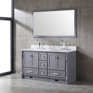 Mueble de Baño Moderno Independiente de Madera Maciza con Puertas de Cierre Suave y Espejo Incluido para Apartamentos y Talleres - Product Image 2