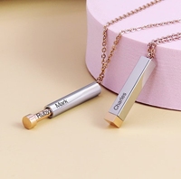 Collier personnalisé en acier inoxydable avec nom gravé pour femmes chaîne à maillons géométriques rectangulaires barre de messages cachés bijoux de mariage à la mode