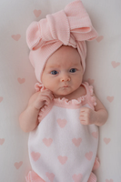 Débardeur en tricot personnalisé pour bébé fille, motif cœur à volants en coton, rose, sans manches, doux et confortable