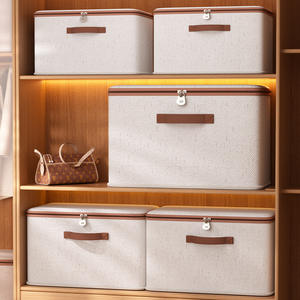 Boîte de rangement rectangulaire en coton et lin Tianshan avec fermeture éclair, organisateur de vêtements de couleur unie, type vertical, 0,54 kg, SNX1013, origine Yiwu - Product Image 4