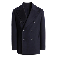 Manteau d'hiver chaud en laine bleu marine pour homme, double boutonnage, style business, trench-coat en laine pour homme, vente en gros