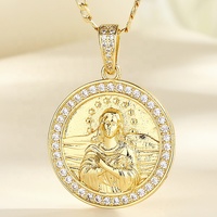Nom personnalisé Haute Couture blanc pièce de monnaie catholicisme tête de jésus Fine Moissanite collier pendentif