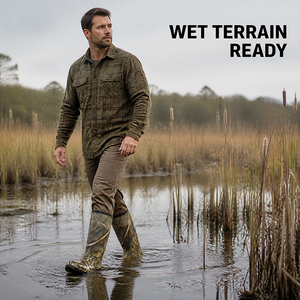 Bottes de <span class=keywords><strong>chasse</strong></span> imperméables pour hommes, en caoutchouc et néoprène, hauteur genou, bottes Wellington pour l'extérieur - Product Image 3