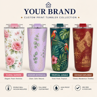 Mug Perjalanan OEM Merah Stainless Steel dengan Tutup Lipat 500ml Botol Termos untuk Wanita Mug Custom Ukuran Kecil Botellas De Agua Tumbler