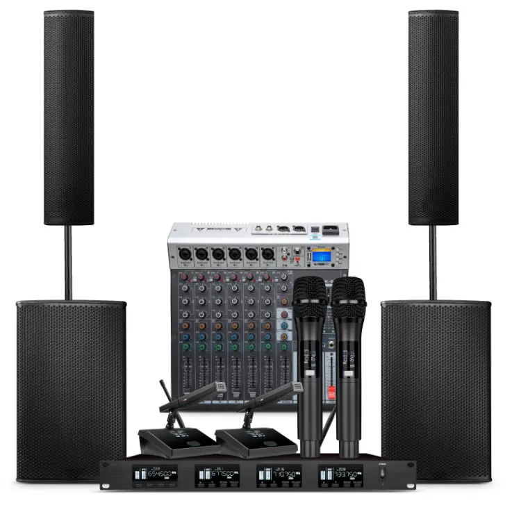 Powered Column Loud speaker Digital Mixer Reverb and Remote Control class D amplifier active portable tower church speakers
