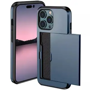 Armor Card Slot Wallet Case For Iphone 14 Pro Max Credit Card Holder Mobile Phone Cover Case For Iphone 12 13 Pro 11 Xs Max