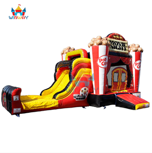 Château gonflable à thème soirée cinéma avec toboggan - <span class=keywords><strong>Maison</strong></span> de jeu gonflable cinéma popcorn pour enfants, fête commerciale en plein air - Product Image 2