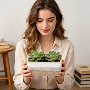 <span class=keywords><strong>Maceta</strong></span> de Cerámica Moderna de Lujo para Bonsái, Acabado Esmaltado, Uso en Interiores, Rectangular, para Suculentas, Color Marrón, para Hogar y Jardín - Product Image 1