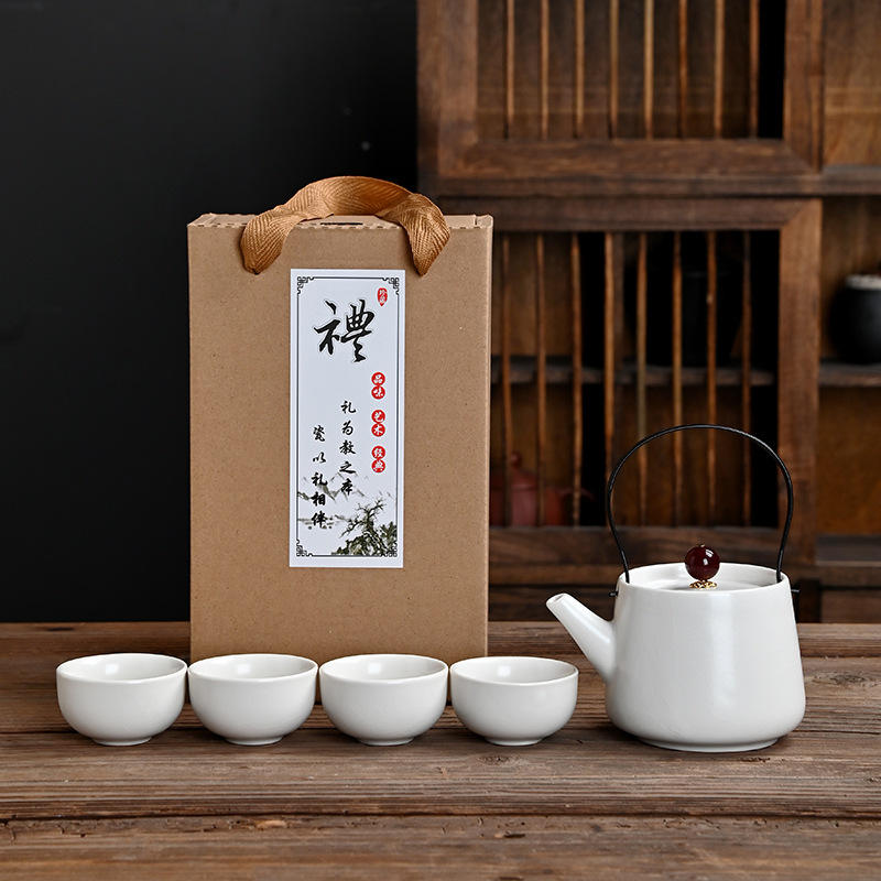 Ru ware teapot with handle, white 4 cups