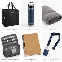 Kit de Bienvenida Personalizado para Dormitorios Universitarios con Bolsa de Lavandería, Botella, Toalla, Organizador, Cuaderno y Cordón
