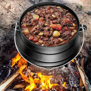Wholesale Outdoor Camping 11/14/24/26/30/32CM Cookware Non Stick Cooking Pot Cast Iron Hot Pot South Africa Potjie Pot
