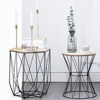 Tables latérales modernes en fil métallique, style nordique, noir, Table basse, tissu, 1 pièce
