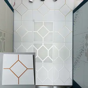 OULE六角形デザイン2x2フィートタイル白色レストラン天井装飾アルミニウム天井