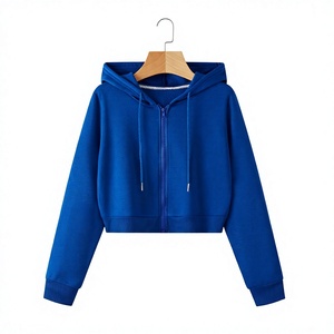 Custom ODM Women 2 Piece Long Hooded <b>Jogger</b> Set Zip-Up Distressed Cropped Hoodie Sweat Pants Badge Blank Tracksuit - Product Image 1
