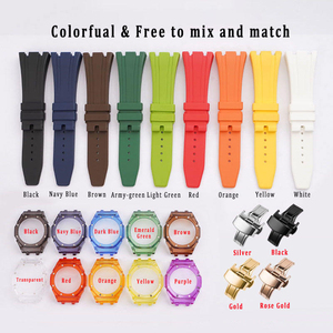 Bracelet de montre en caoutchouc de remplacement tendance pour Casio <span class=keywords><strong>GA</strong></span>-<span class=keywords><strong>2100</strong></span>, avec boucle déployante - Product Image 2
