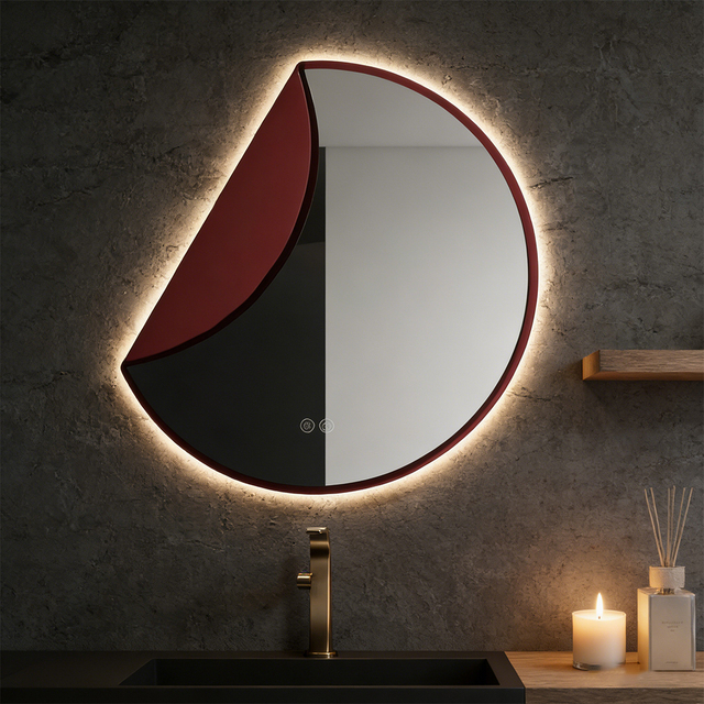 Modern LED Bathroom Mirror Stainless Steel Frame Wall Hung Touch Control Lighted Smart Mirror for Living Room