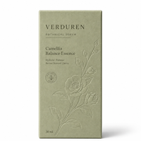 Boîte d'échantillons de sérum botanique personnalisé, vert sauge mat, art floral camélia gaufré, carton de soins de la peau de marque Serif, OEM