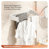 Séchoir à linge mural pliable dissimulé |   Organisateur de rangement pour serviettes robuste et durable |   Solution gain de place pour la maison, la salle de bain et le balcon