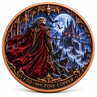 Pièce de monnaie d'imitation en cuivre pur 999 de 1 oz, électroplaquée, série Halloween, Château de Vampire, en relief 3D, couleur UV, artisanat métallique