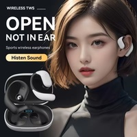 Headset Nirkabel OWS Over-Ear Daya Tahan Baterai Ultra-Lama Tanpa Peredam Kebisingan Earbud Olahraga Non-in-ear Tahan Air IPX-7 Dengan Klip
