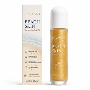 Olio Corpo Idratante Illuminante Leggero con Protezione Solare per la Spiaggia, Effetto Bronzer, Etichetta Privata - Product Image 1