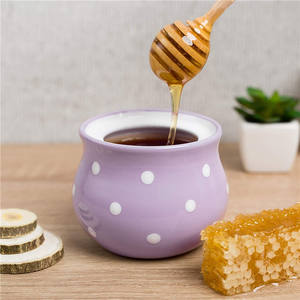 Fatti a mano Viola e Bianco Polka Dot tazza di Ceramica Ciotola di Zucchero, Pentola Con Coperchio | Ceramica Honey Jar, barattolo di marmellata | Regalo di Inaugurazione Della Casa - Product Image 3