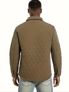 Chaqueta Acolchada Informal de Poliéster para Hombre con Cuello Alto, Color Sólido, Manga Larga, Ligera, para Senderismo y Actividades al Aire Libre - Product Image 6
