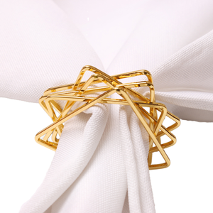 Anillo de Servilleta Navideño Clásico con Forma de Estrellas Irregulares en Dorado y Plateado, Hebilla de Servilleta Poligonal Única para Bodas y Fiestas - Product Image 1