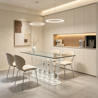Jingyue J1353 OEM/ODM Esstisch mit Harzbeinen Modernes Design Umweltfreundlich Langlebig Maßgefertigte Größe Hochglanzpolierte Basis Glasplatte