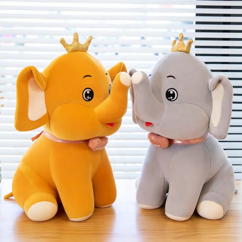 Hot sale customizable Wholesale Polyester Elephant Plush Toy Free Shipping Stuffed Animals With Crowns soft toys