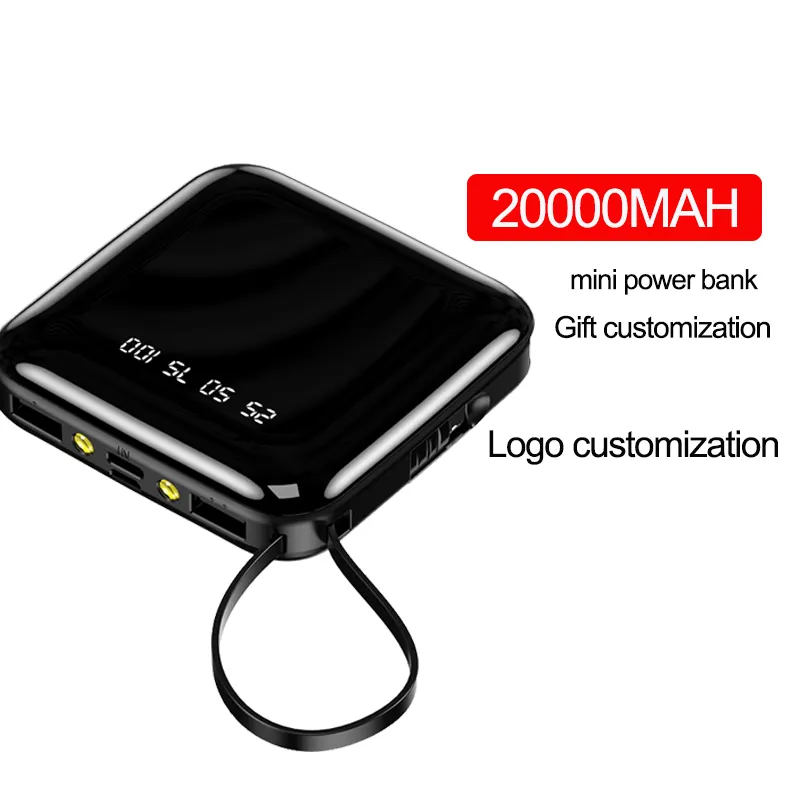 Mini Power Bank 20000mAh Phone Fast Charger 2USB Charging Portable Charger External Battery Pack for Samsung Xiaomi Iphone