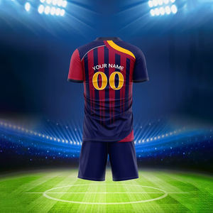 Ensemble de maillots de football pour hommes, respirant, anti-transpiration, tissu élastique, 100% polyester, écologique, nom d'équipe personnalisé - Product Image 4