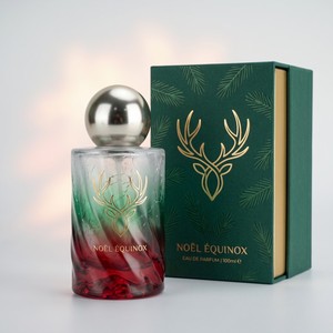 Flacon de parfum en verre élégant de 50 ml, vide, avec revêtement, pour les fêtes, bordure dorée, emballage cadeau en <span class=keywords><strong>organza</strong></span> pour Noël et l'hiver, vente en gros - Product Image 4