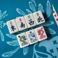 Tuiles de Mahjong en Acrylique Seabird Gravées : Grue, Dragon, Paysage, Joker, Serpent, Grenouille – Coffret Cadeau Mahjong Américain