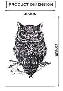 Tatuaggio temporaneo impermeabile adesivi classici gufi notturni Grey animali mezzo braccio cartone animato per bambini e bambini uomini donne Body Art - Product Image 6