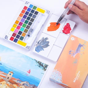 XinyiArt Art Fournitures <span class=keywords><strong>Kit</strong></span> de peinture <span class=keywords><strong>aquarelle</strong></span> solide <span class=keywords><strong>portable</strong></span> avec stylos à pinceau à eau spéciaux rechargeables, éponge et palette d'<span class=keywords><strong>aquarelle</strong></span> - Product Image 4
