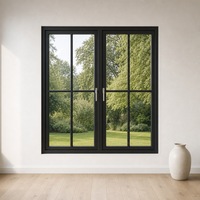 Fenêtre à battant à double rupture de pont thermique en alliage d'aluminium, ouverture vers l'intérieur, style français avec grille décorative pour maison et villa