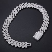 Chaîne cubaine entièrement sertie de 25 mm à 3 rangs, collier hip-hop en cuivre plaqué or/or blanc, bijou unisexe bling-bling streetwear, cadeau