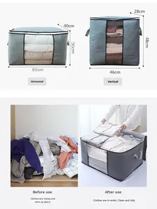 Sac de rangement de couette pliable à fenêtre transparente de grande capacité Couverture de vêtements à usage domestique et organisateur de literie - Product Image 5