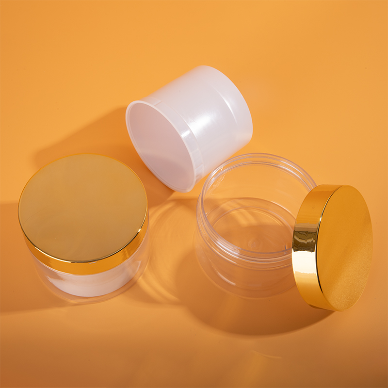 Custom Logo Empty Clear Powder Container 200G Big Capacity Cosmetic Packaging Plastic Jar with Lid