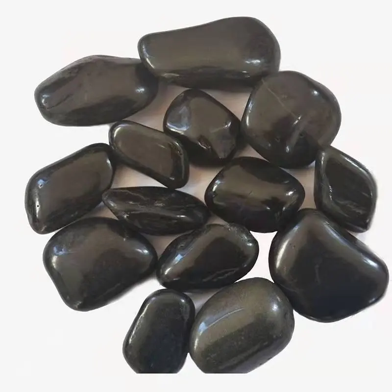 Natural Black Polished Stone Pebbles, Black River Rock Pebble