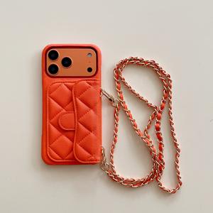 Étui de téléphone à bandoulière matelassé de luxe avec porte-cartes pour <span class=keywords><strong>iPhone</strong></span> 12/13/14/15/16/17/Pro Max - Housse en cuir PU tendance antichoc - Product Image 4