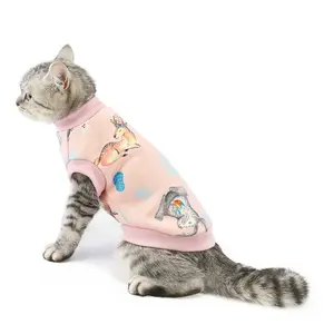 귀여운 동물 과일 트림 고양이 옷 가을 겨울 조끼 고양이 스웨터 편안한 우유 실크 의류 자켓 작은 애완 동물