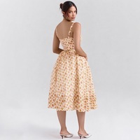 Gaun Midi Kasual Musim Gugur Model Bodycon Berdetail Pinggang Melebar dengan Tali Spaghetti dan Belahan Samping, Cocok untuk Kerja dan Liburan, dari Pabrik Sumber ODM OEM