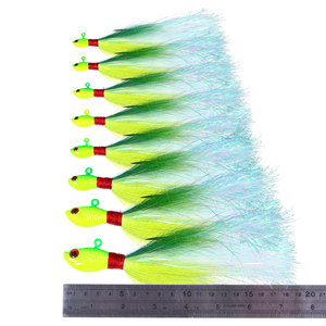 Jigs Bucktail de 1/8 oz à 6 oz, têtes métalliques en plomb, pour eau salée/eau douce, plusieurs tailles, pour la pêche au bar, au rayé et au bleu. - Product Image 3