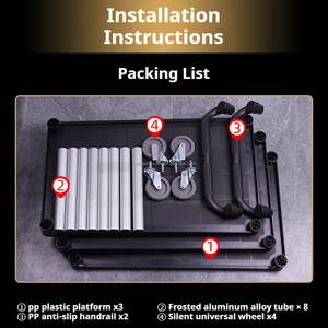 Restaurant commercial Tube en aluminium 3 niveaux dîner en plastique Service alimentaire chariot de service chariot - Product Image 5