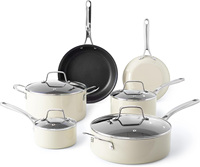 Set Peralatan Masak Aluminium Klasik Kustomisasi Langsung dari Pabrik, Panci dan Wajan Anti Lengket Keramik Induksi dengan Gagang SS untuk Memasak