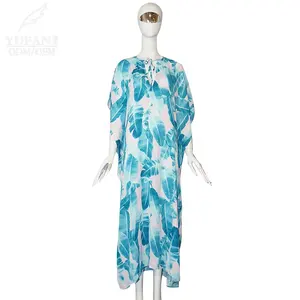 Yufan Custom Bloem Jurk Maxi Bloemenprint Bohemian Lange Elegante Vrouwen Lange Mouw Casual Jurken