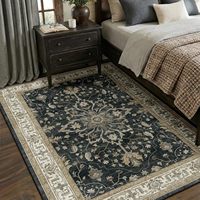 Tapis antidérapant noir beige vintage à motifs floraux bohèmes, adapté aux animaux domestiques, facile à nettoyer, lavable, pour salon, chambre, salle à manger, décoration intérieure